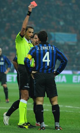 L'unica espulsione in serie A: contro l'Udinese, nel 2011. Afp